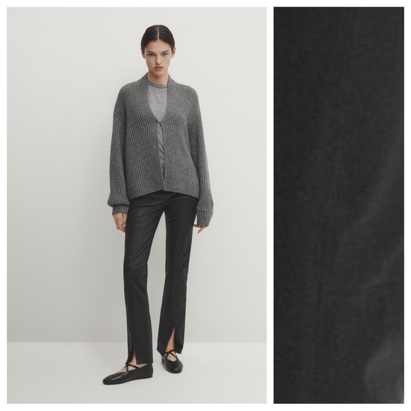 NWT. Massimo Dutti Black Nappa Leather Stretchy Trousers. Size XS S.